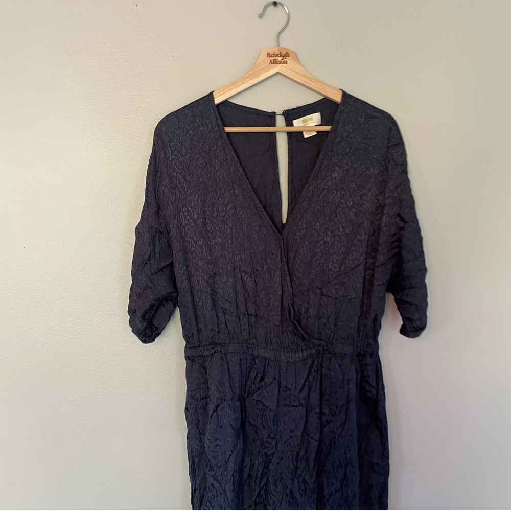Anthropologie MAEVE Jacqueline Jacquard Jumpsuit in Navy SIZE MEDIUM - Picture 6 of 15
